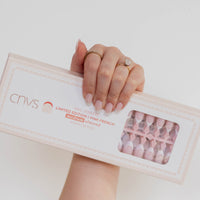 CNVS NAILS medium almond french nail tips pink with white tips with natural almond shape