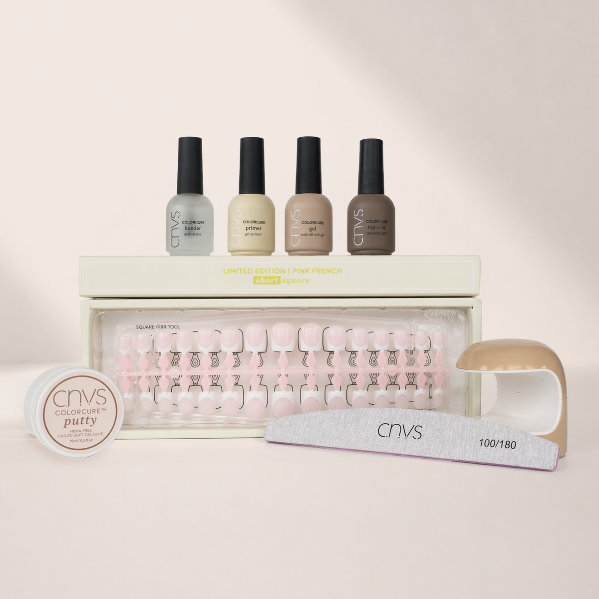 CNVS Nails Short Square Pink French Nails