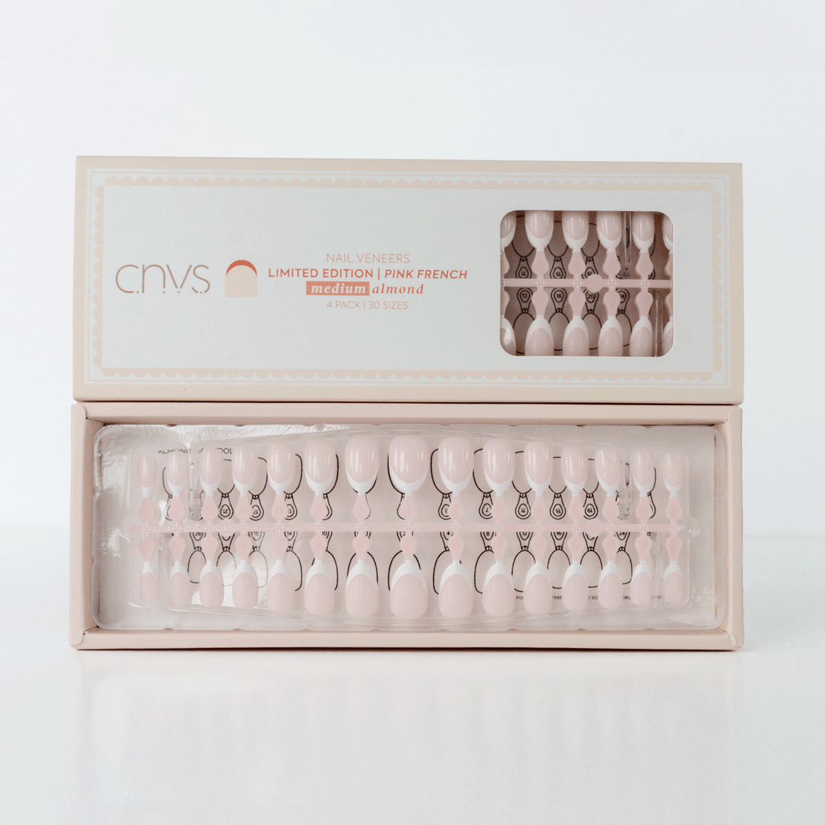 CNVS Nails medium almond pink french tip press-on gel nail extensions
