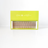 Two Medium Nude Square Nail Sizer Tools with usable gel nail extensions by CNVS Nails