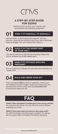 Nail Sizer Guide for reference during application by CNVS Nails