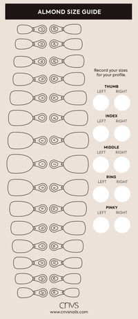 Nail Sizer Guide for reference during application by CNVS Nails